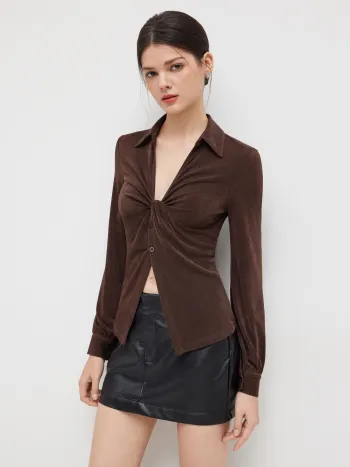 Lace Off-shoulder Drawstring Asymmetrical Hem Top