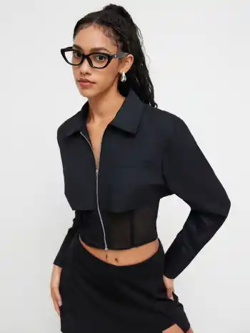Kragen Solid Korsett Patch Langarm Blusen