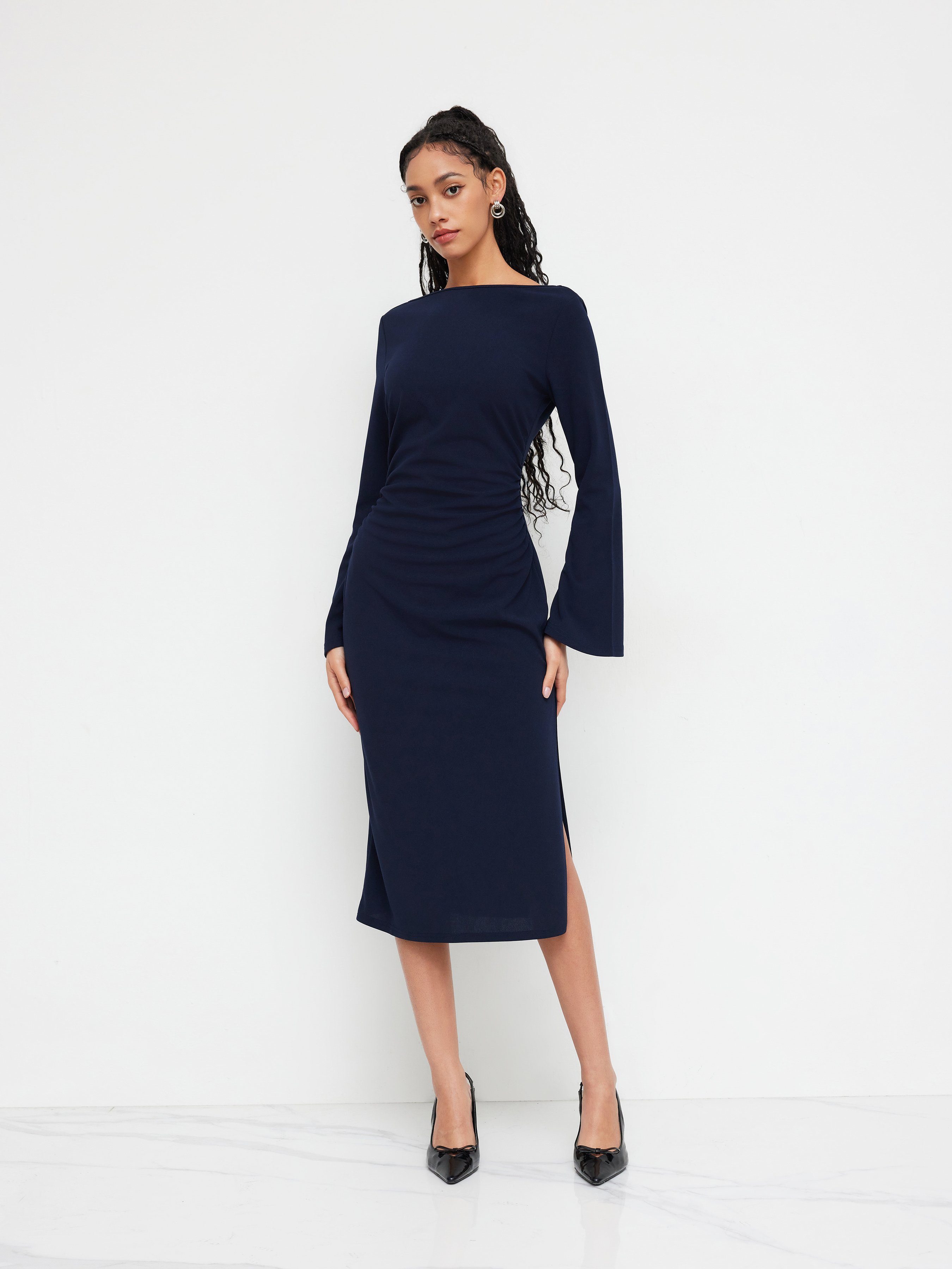 cider navy blue dress Blue Dresses