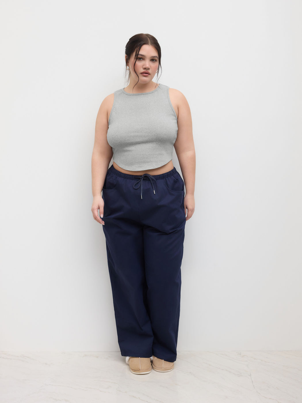 Cotton-blend Round Neckline Tank Top Curve & Plus