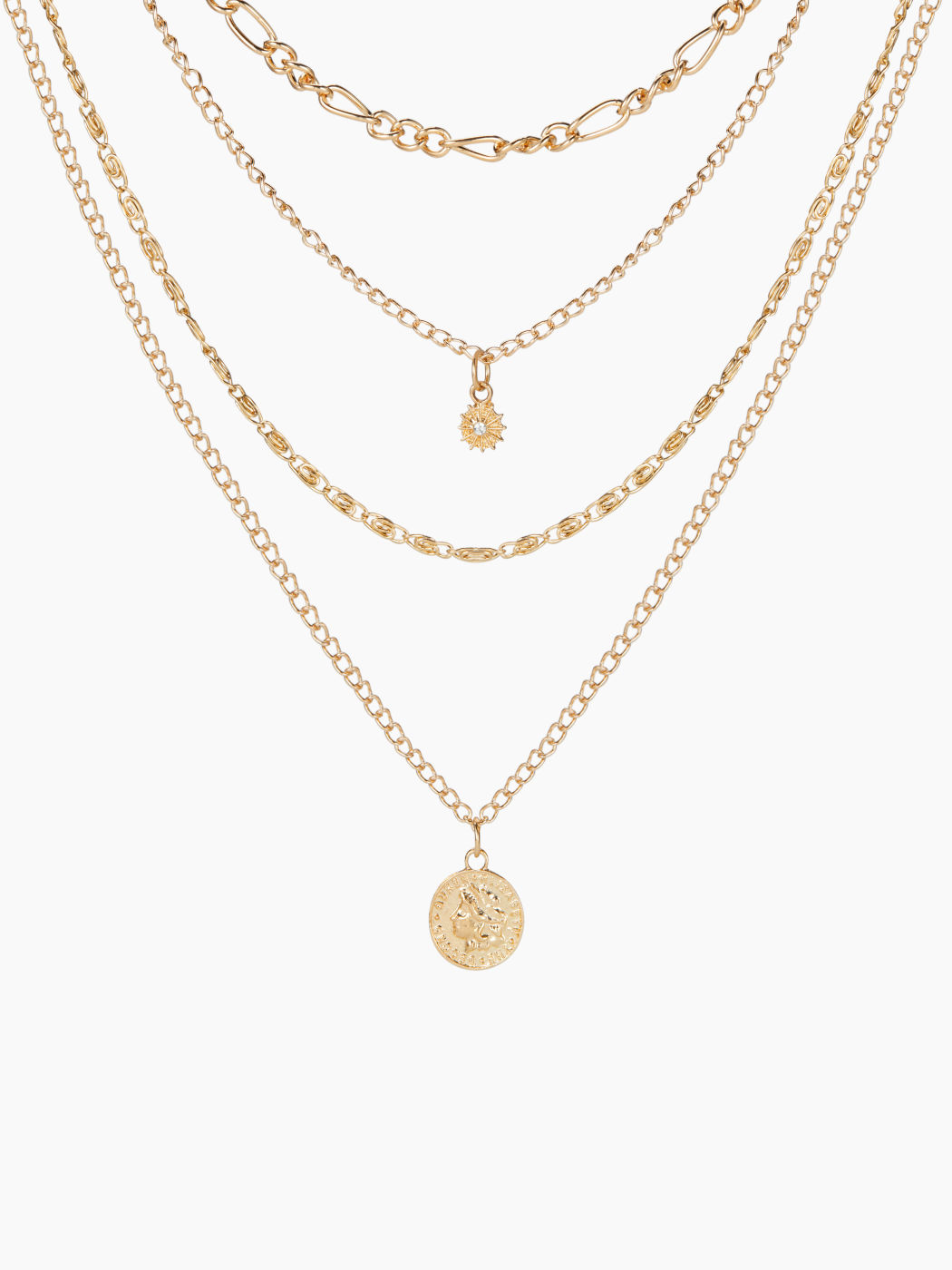 SUN & ZIRCON PENDANT LAYERED NECKLACE