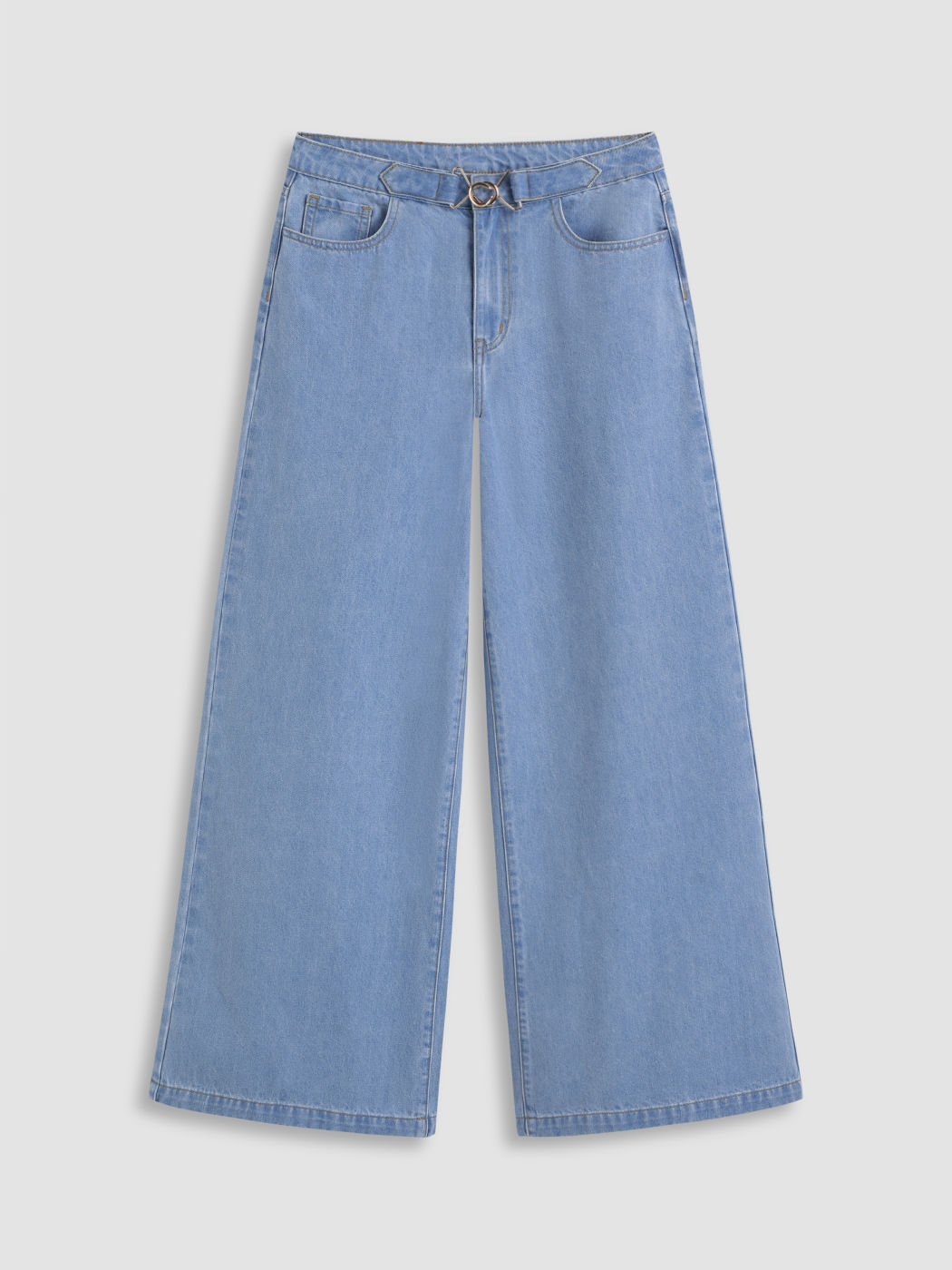 Cider Denim Mid Rise Buckle Straight Leg Jeans