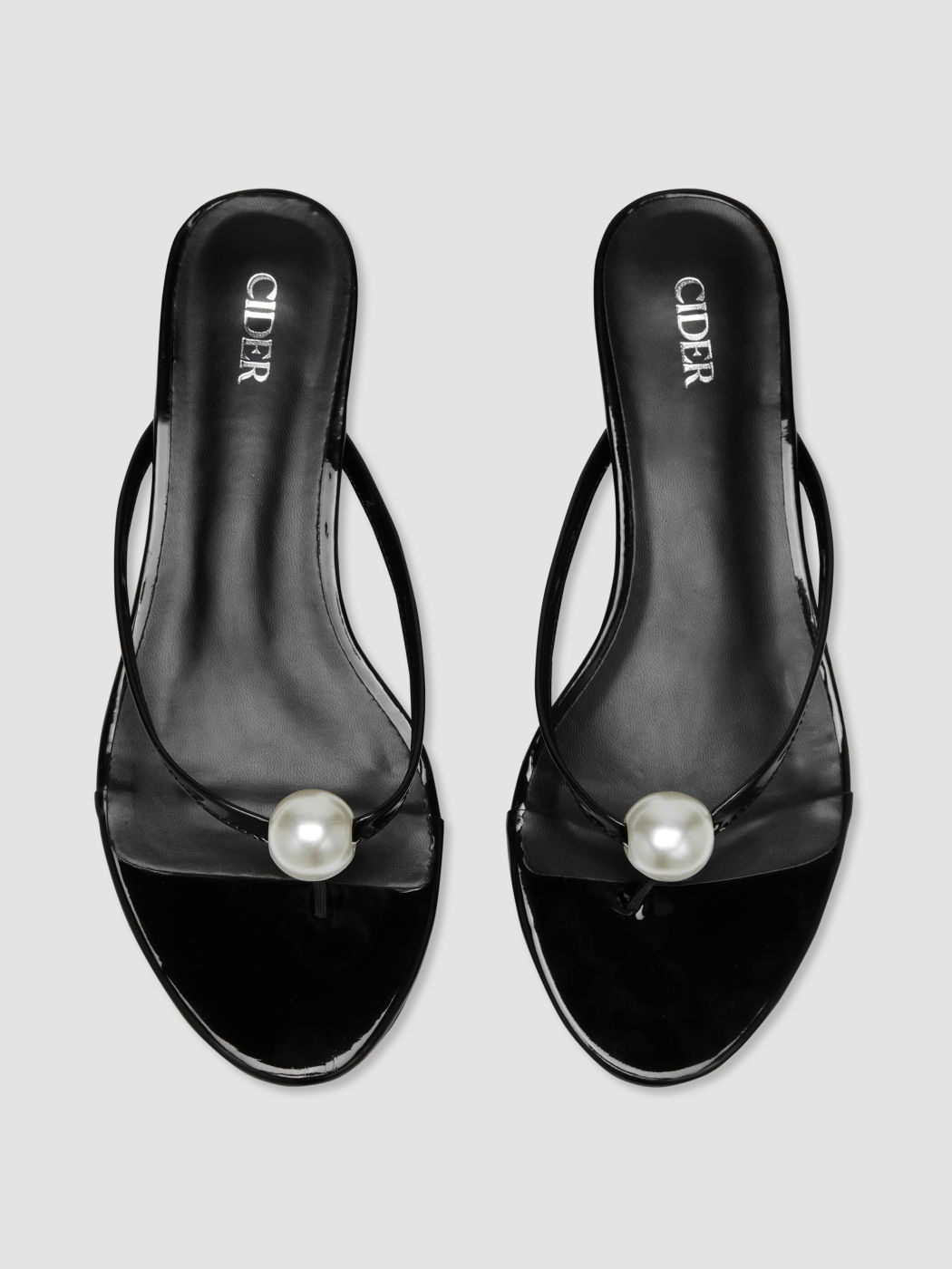 FAUX PEARL FLIP-FLOP LOW HEELED SLIPPERS