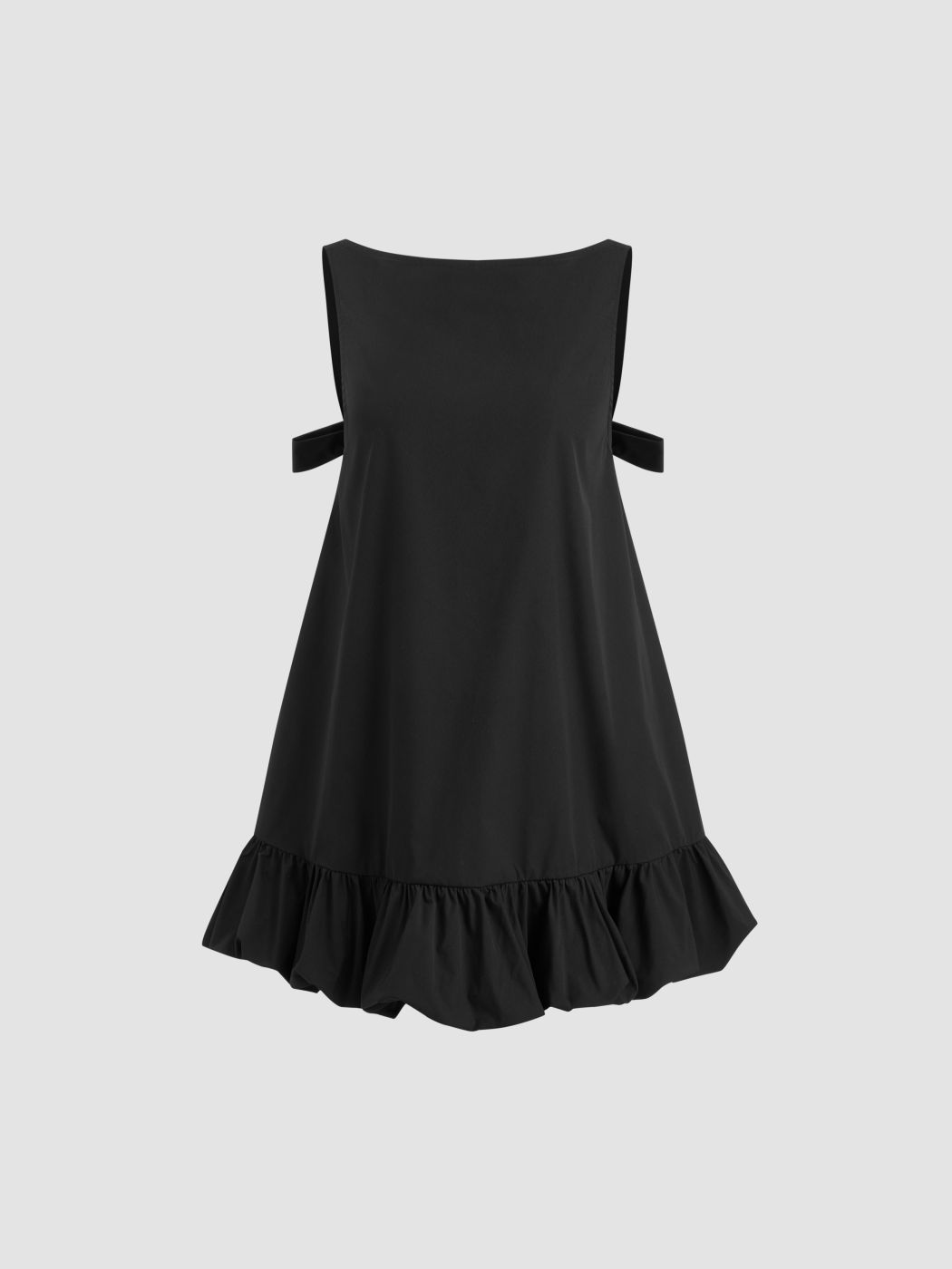 Boat Neck Backless Bowknot Ruffle Mini Dress