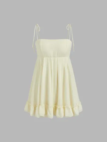 Chiffon Schleife Cut Out Rüschen Minikleid