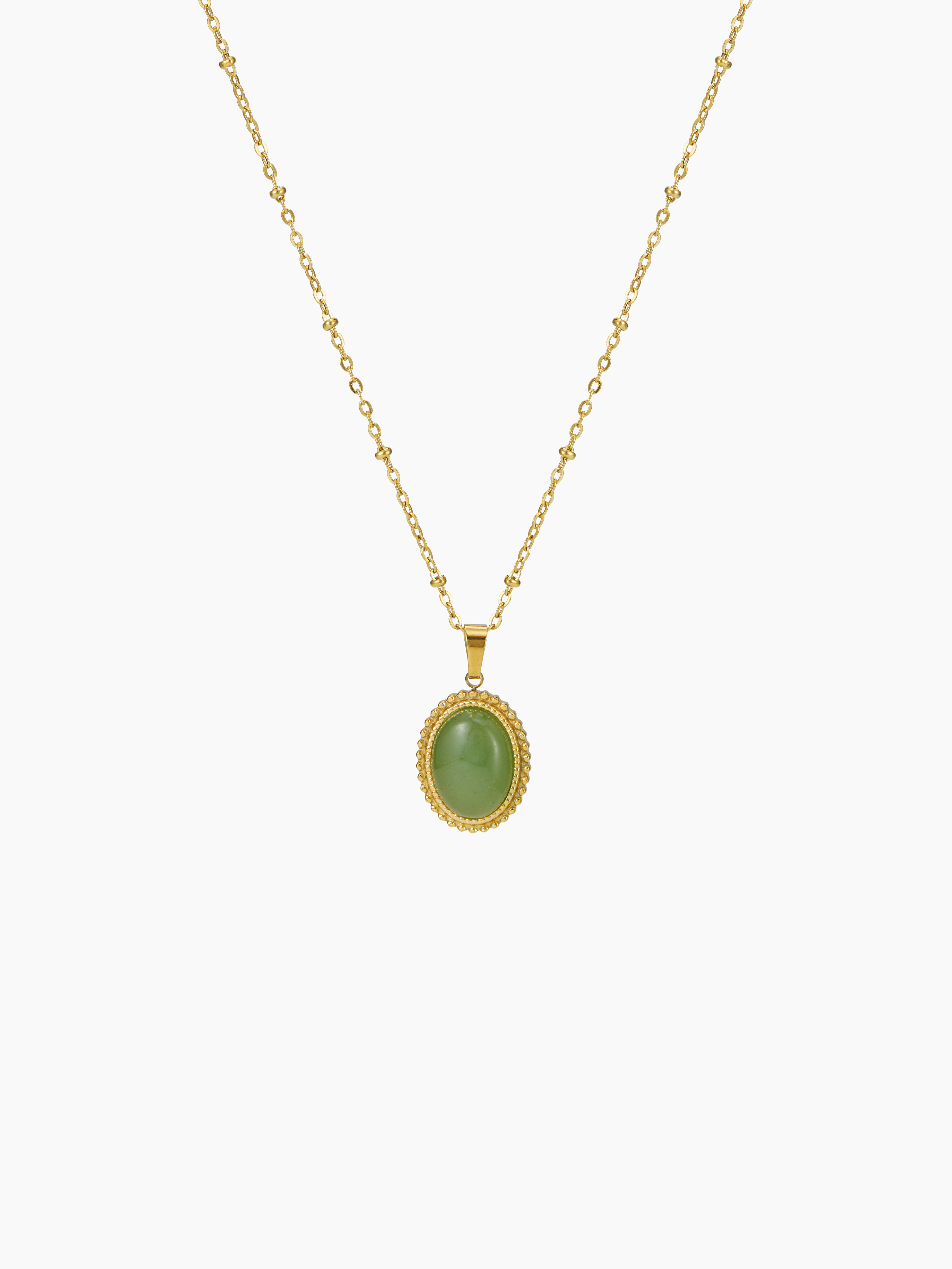 ネックレス・ペンダント Volume Oval Pendant Necklace #5732 Stainless Steel OVAL STONE INLAID PENDANT STAINLESS STEEL