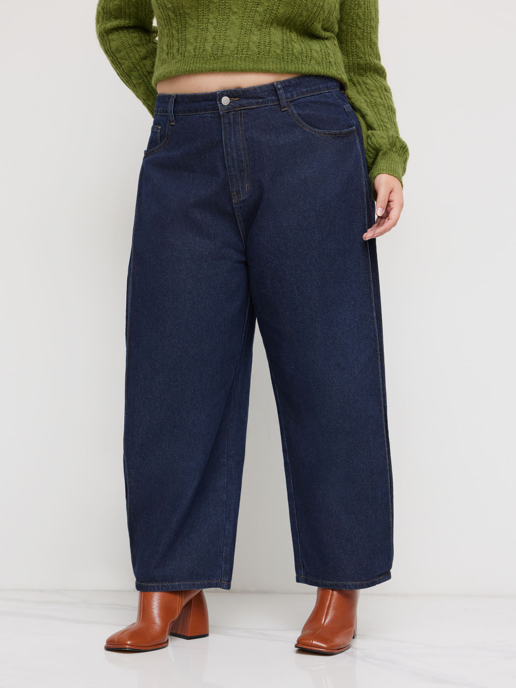 Cider Denim Mid Rise Pocket Baggy Jeans Curve & Plus