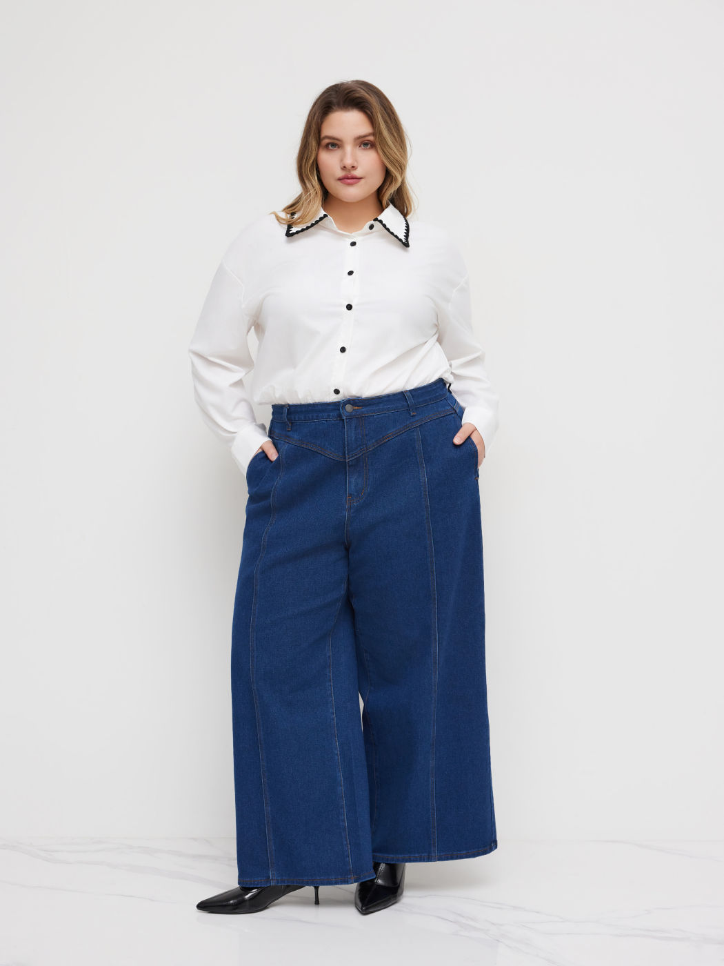 Denim elasticizzato Tasca media Jeans Baggy Curve & Plus