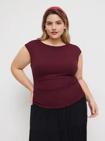 Bootschnitt-Rusche-Tanktop Kurve & Plus