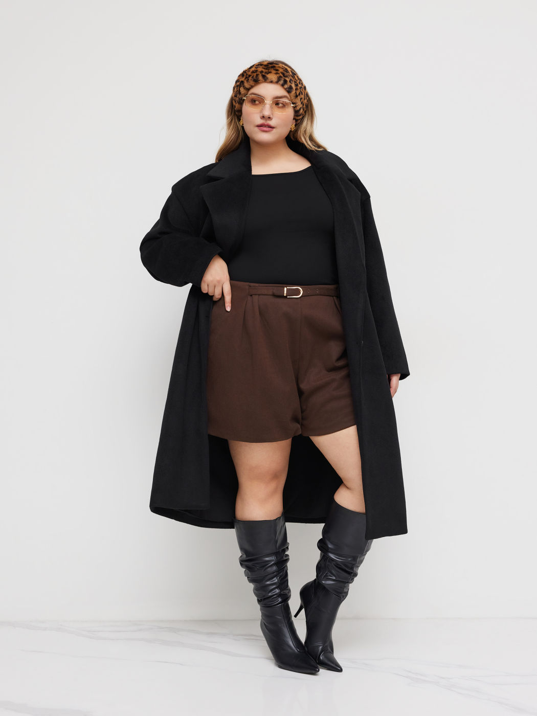 Oversized Wool-look Lined Coat With Pocket Curve & Plus