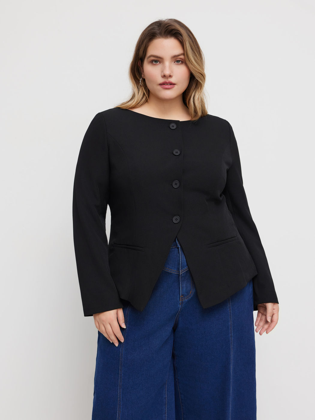 Boat Neck Split Blazer Curve & Plus