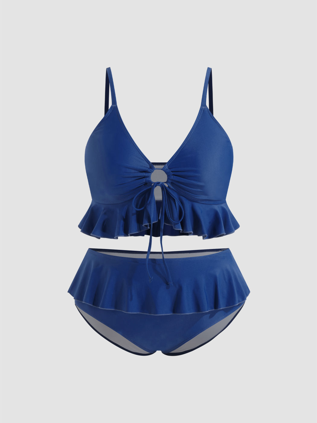 Bikini set a copertura totale con volant e scollo a V e bracciale Curve & Plus