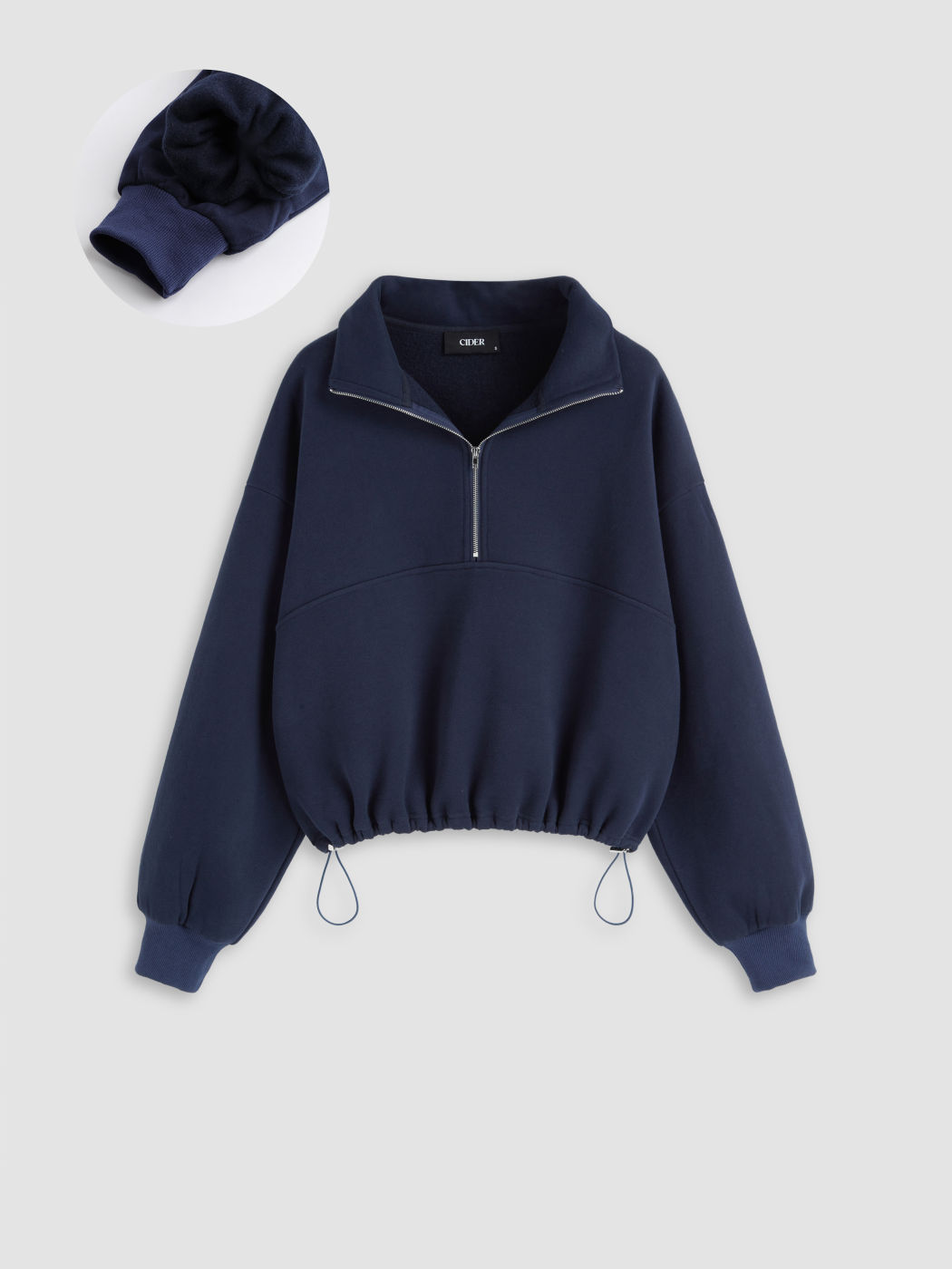 Fleece Zip Through Drawstring Sweatshirt
