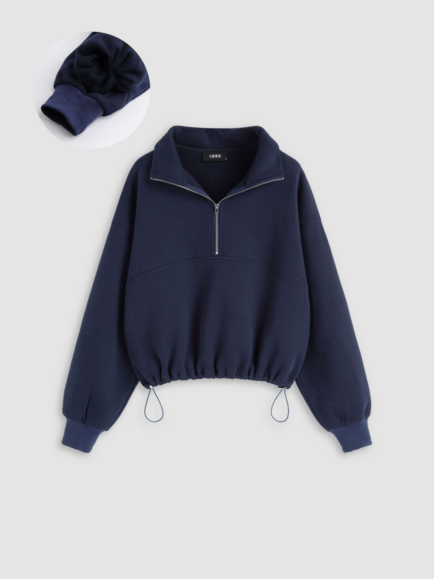 Fleece Zip Through Drawstring Sweatshirt