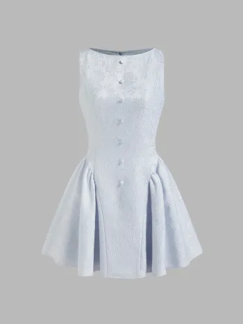 Floral Bowknot Lettuce Trim Mini Dress