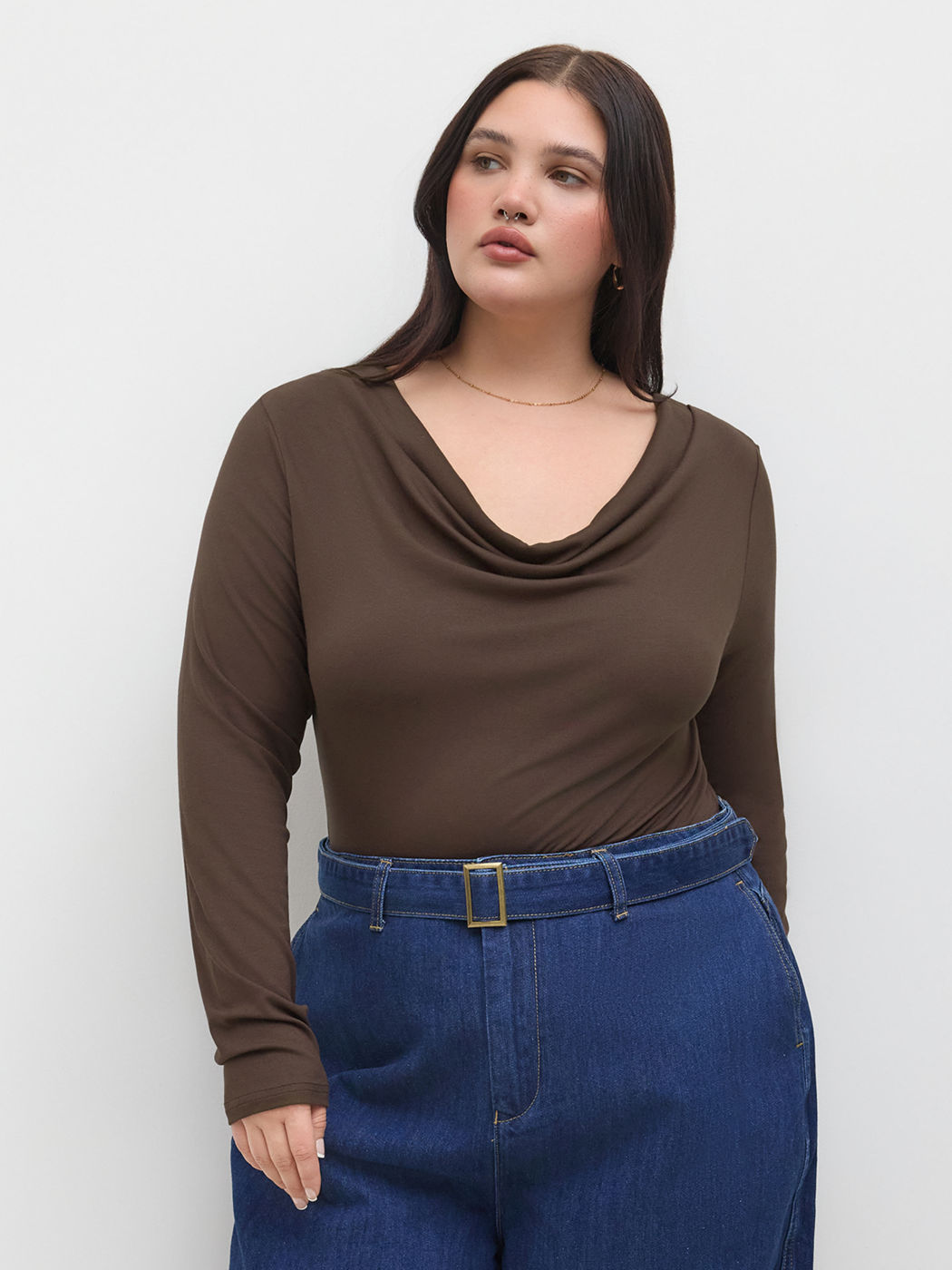 Body con scollo a cappuccio e increspature Curve & Plus