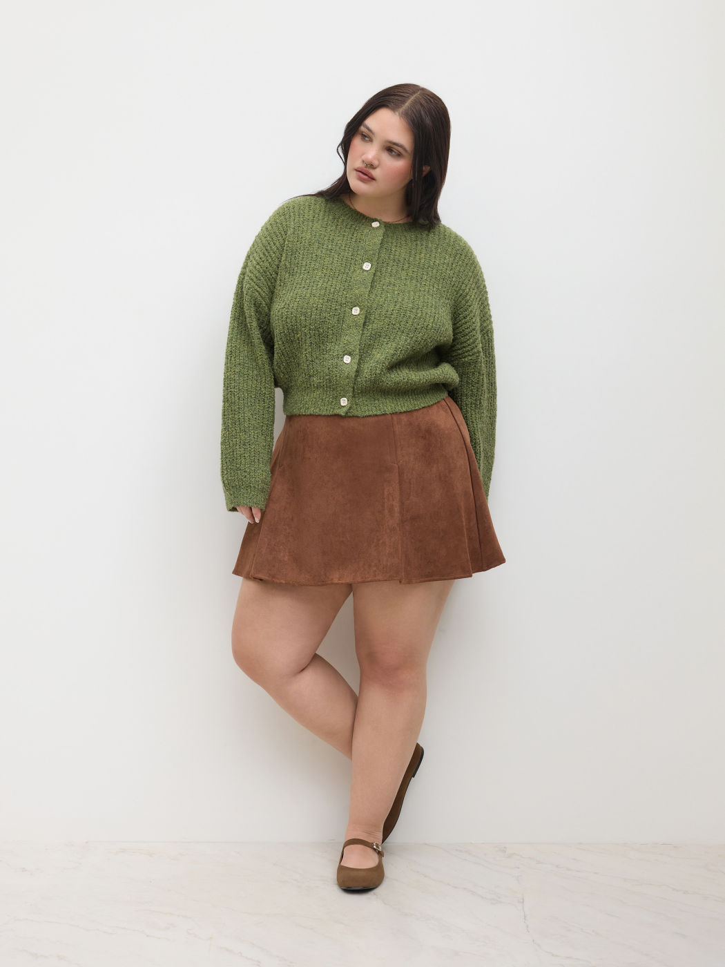 Knit Round Neckline Cardigan Curve & Plus