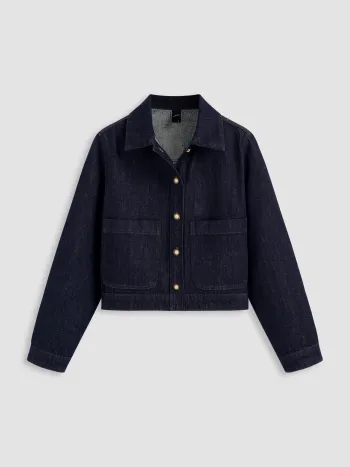 Giacca con colletto in denim e bottoni