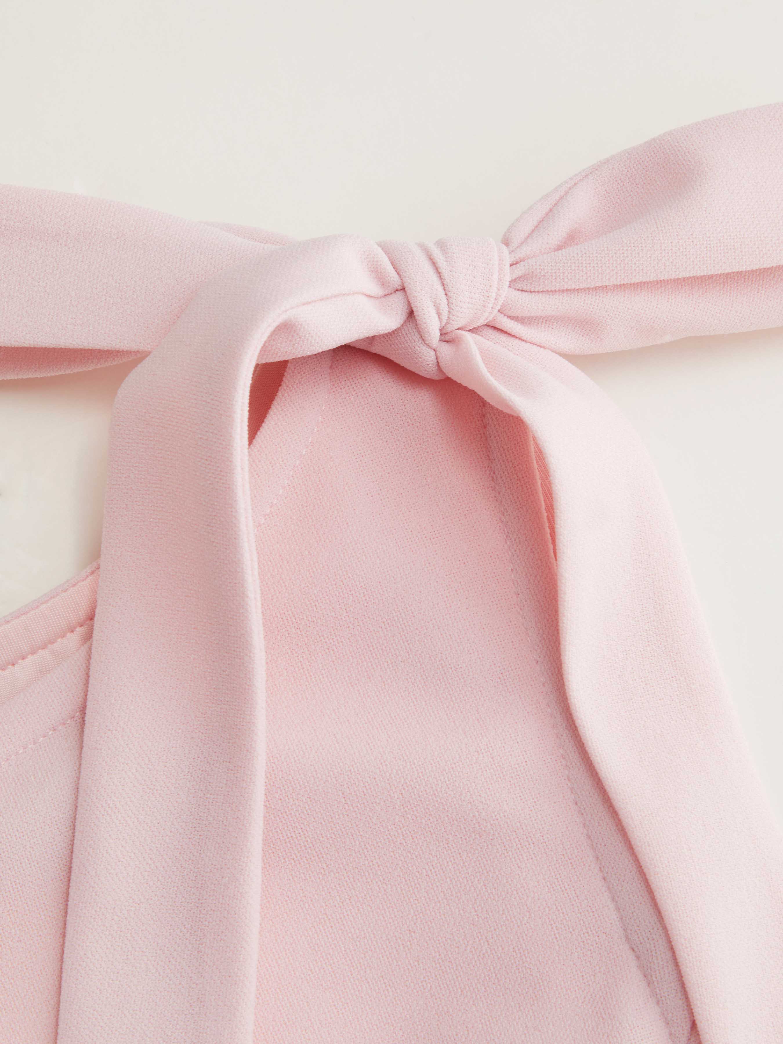 Boat Neck Bowknot Bubble Hem Mini Dress
