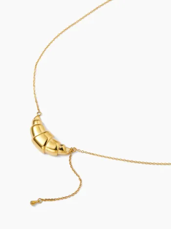  CROISSANT 18K GOLD PLATED STAINLESS STEEL CHAIN NECKLACE