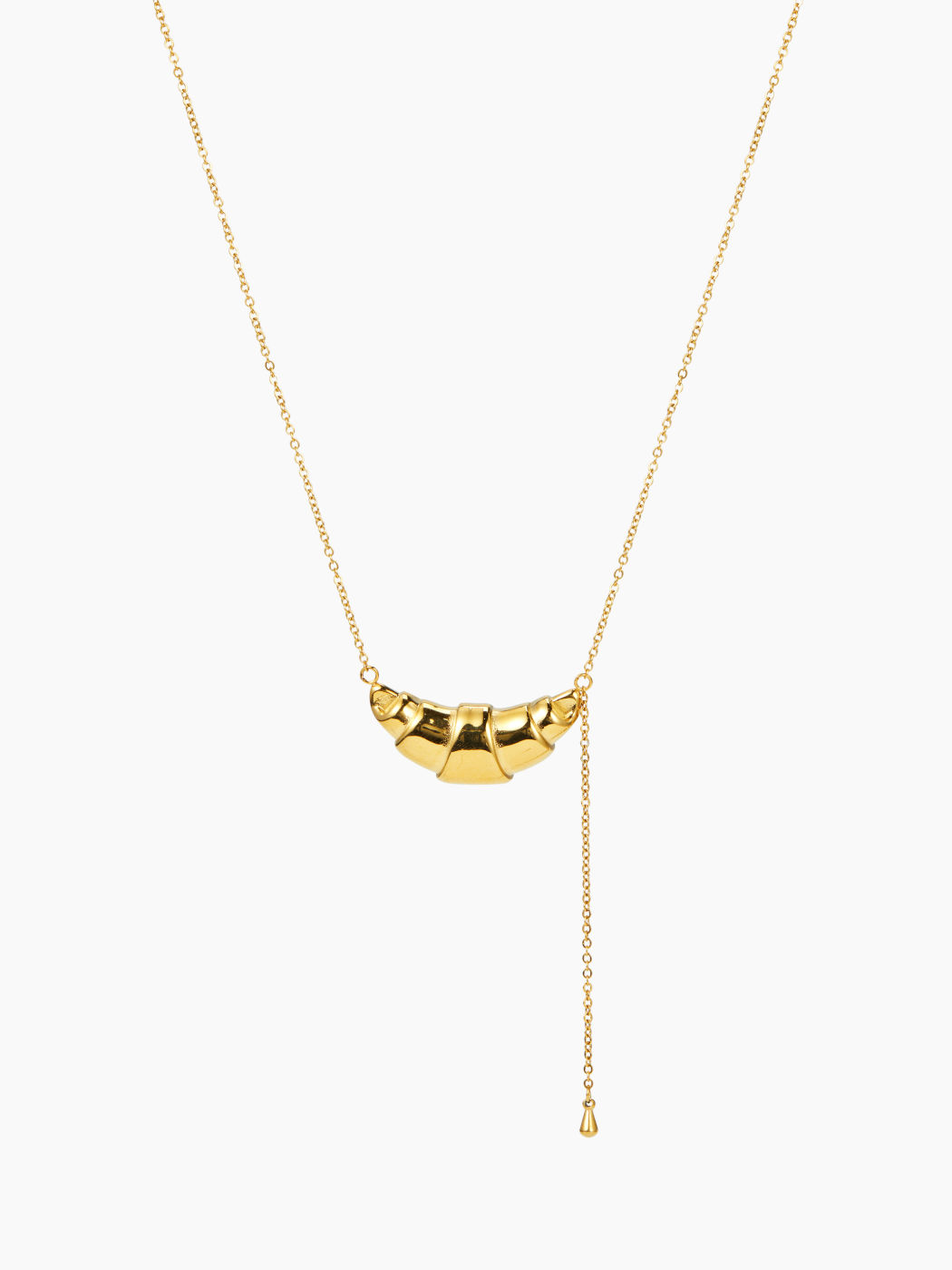  CROISSANT 18K GOLD PLATED STAINLESS STEEL CHAIN NECKLACE