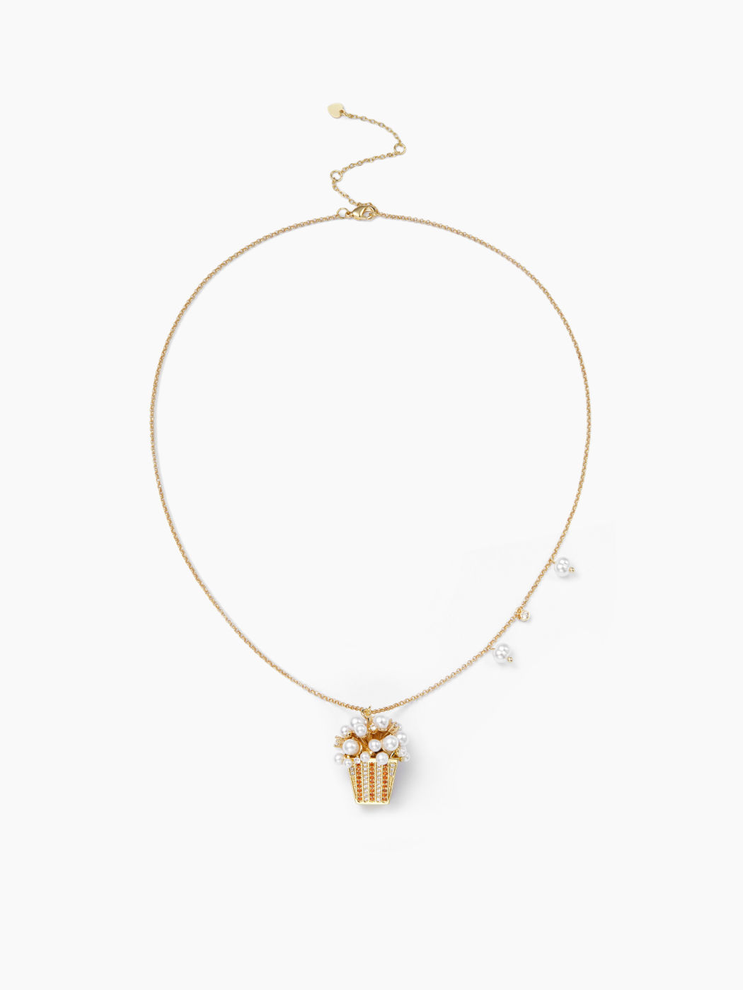 ZIRCON & FAUX PEARL POPCORN PENDANT NECKLACE