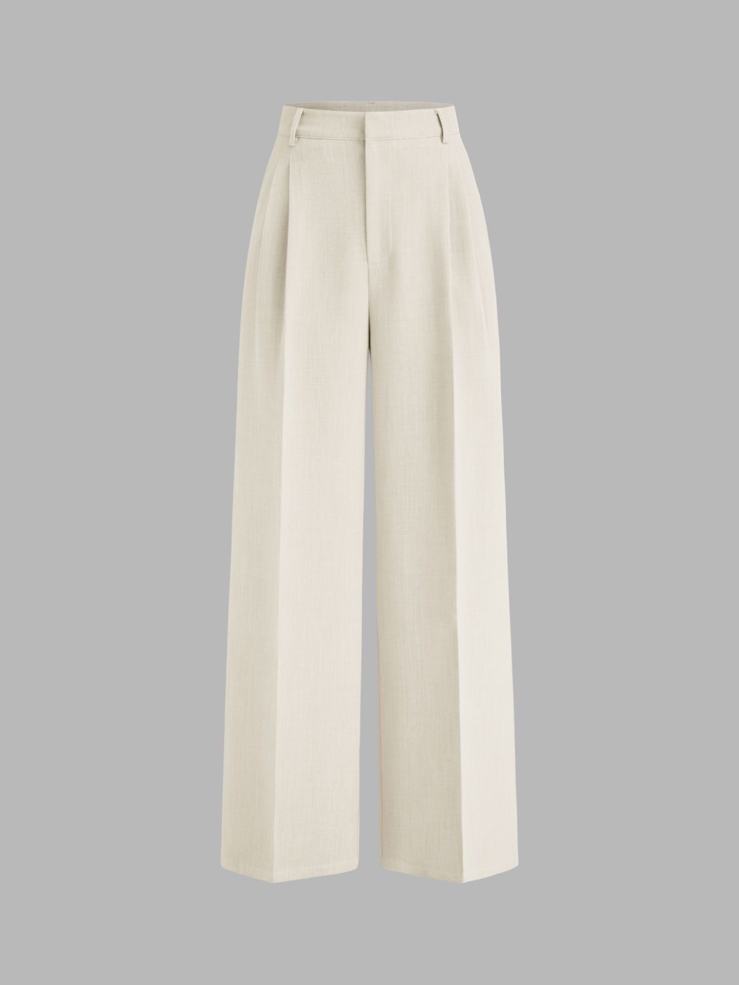 Mid Rise Pleated Wide Leg Trousers 