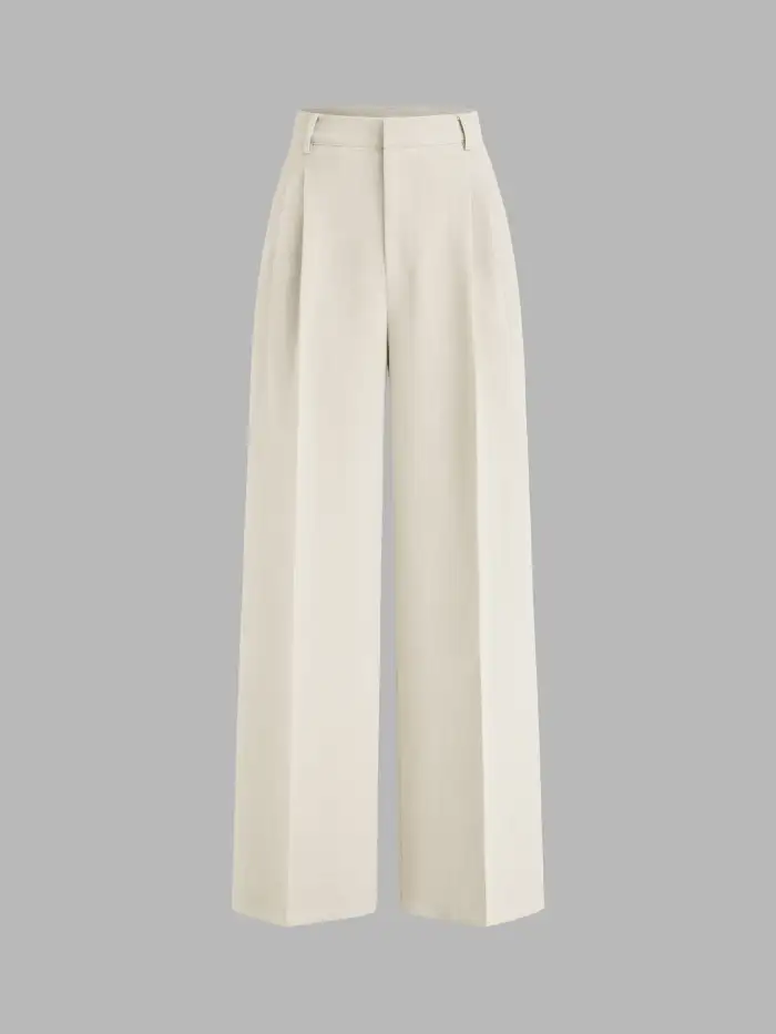 Petite High Waist Pleated Wide Leg Pants