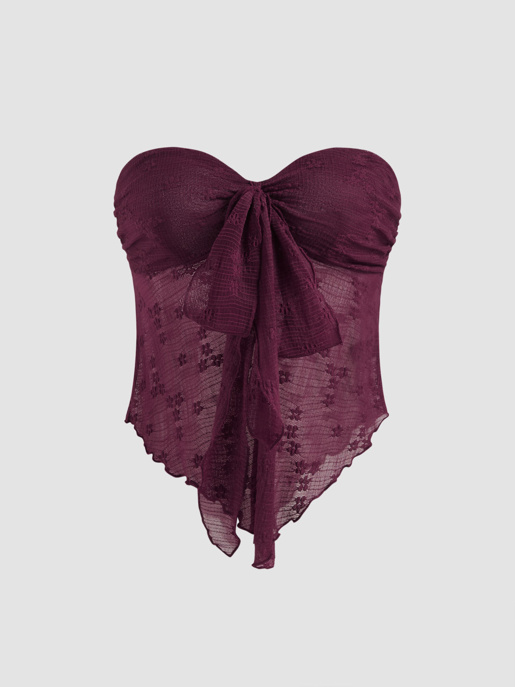 Blumiges Tube-Top mit Schleifenverschluss vorne