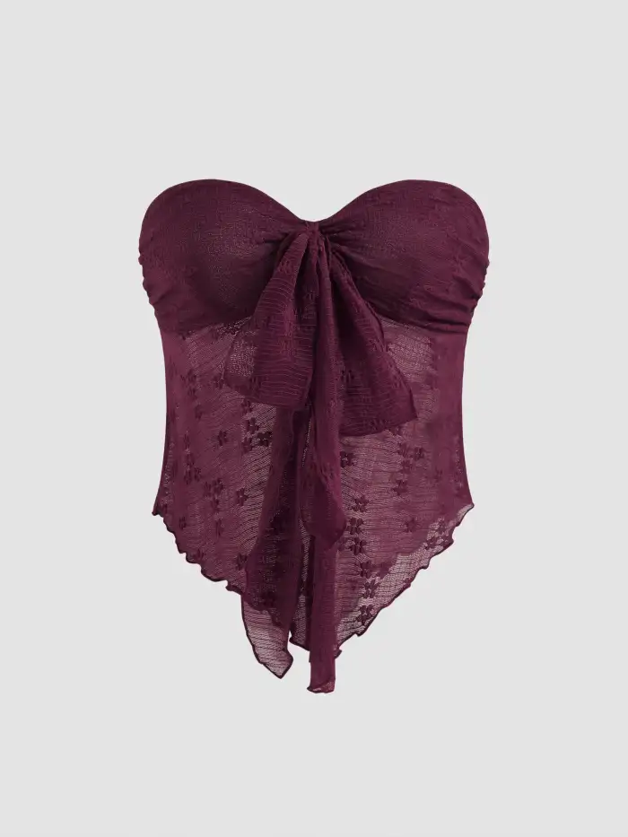 Lace Sweetheart Bowknot Tank Top