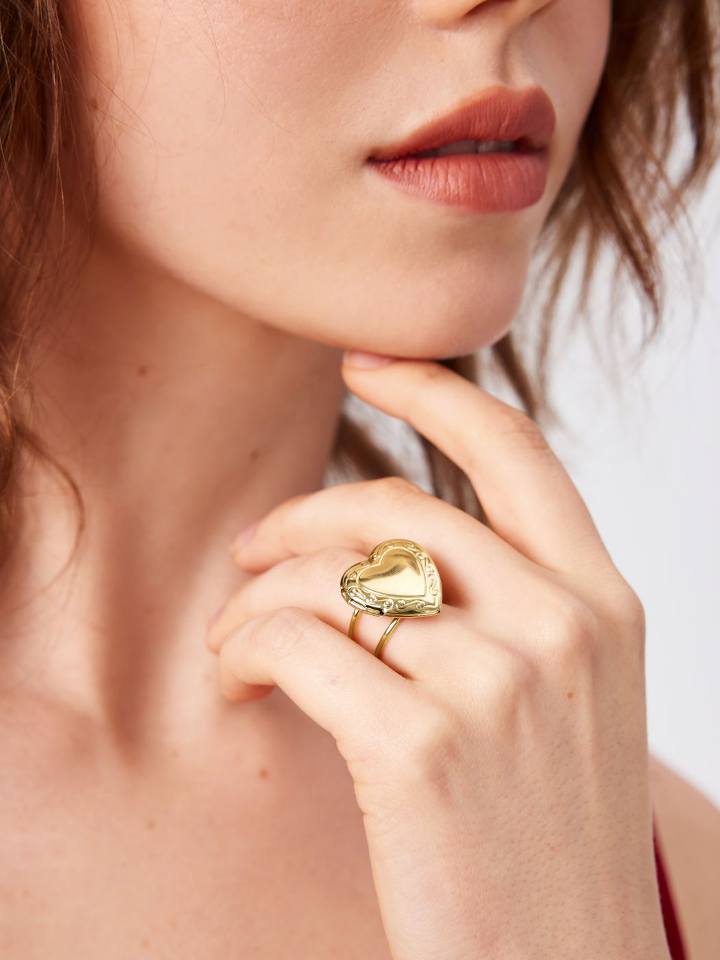 HEART 18K GOLD PLATED STAINLESS STEEL OPEN RING