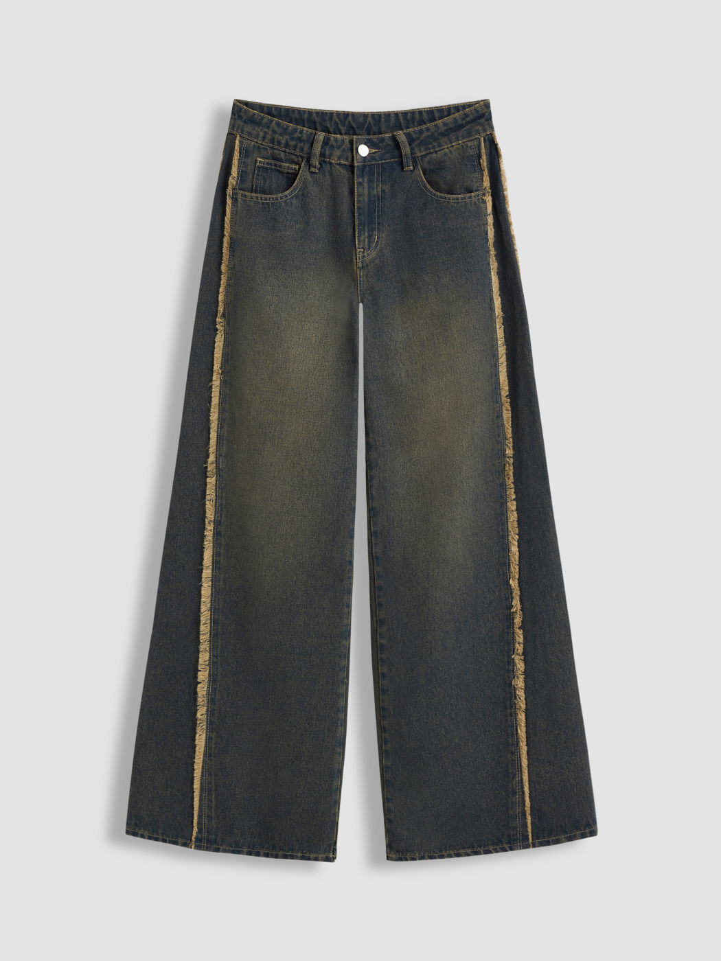 Cider Denim Low Rise Raw Trim Baggy Jeans