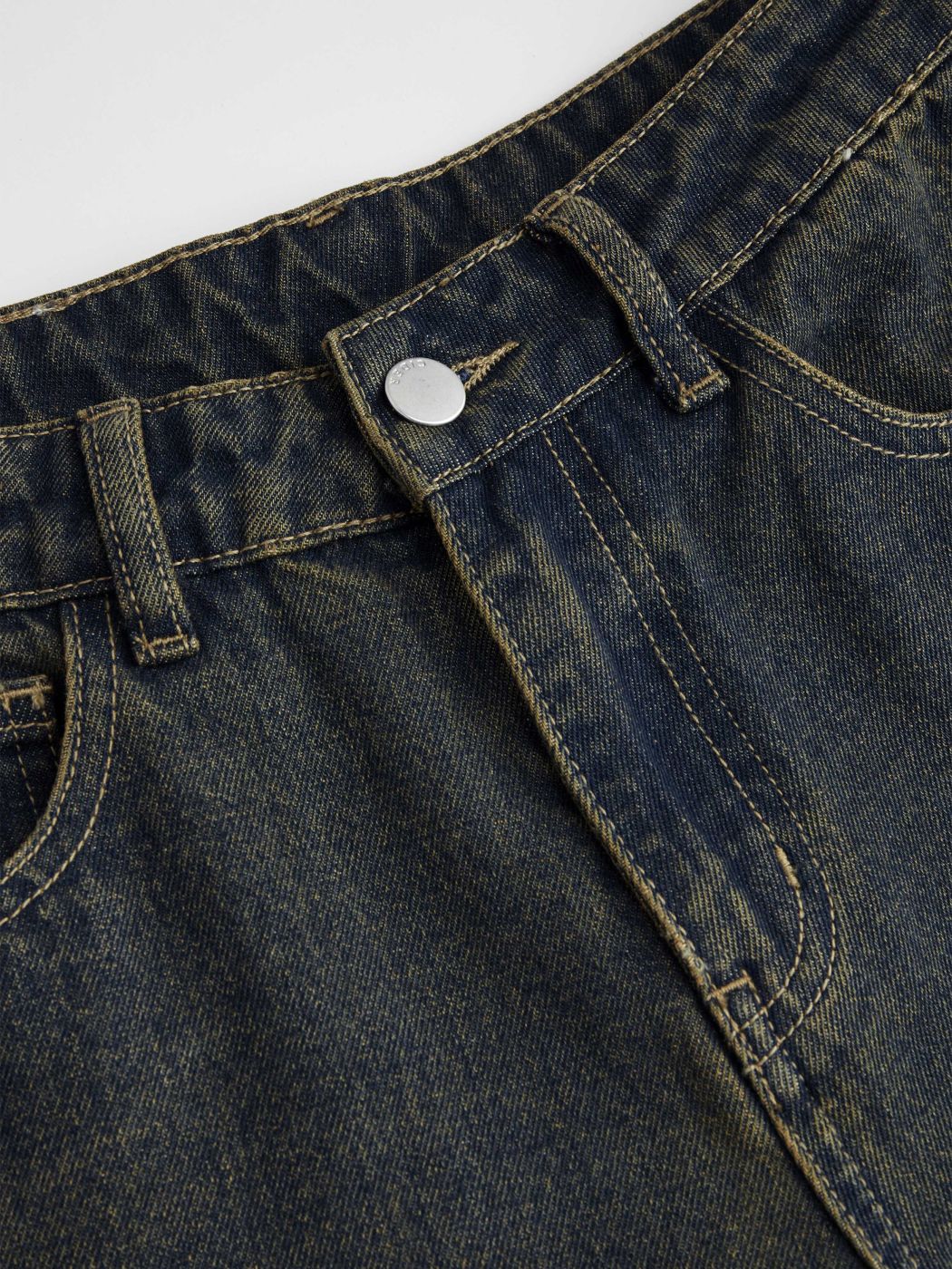 Cider Denim Low Rise Raw Trim Baggy Jeans