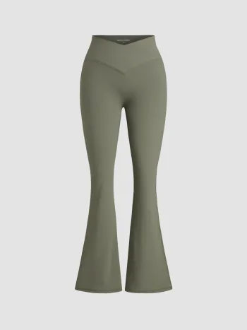 High Rise Solid Flared Leggings