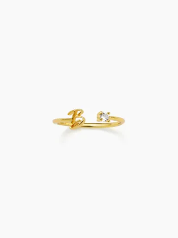 LETTER ZIRCON STAINLESS STEEL OPEN RING