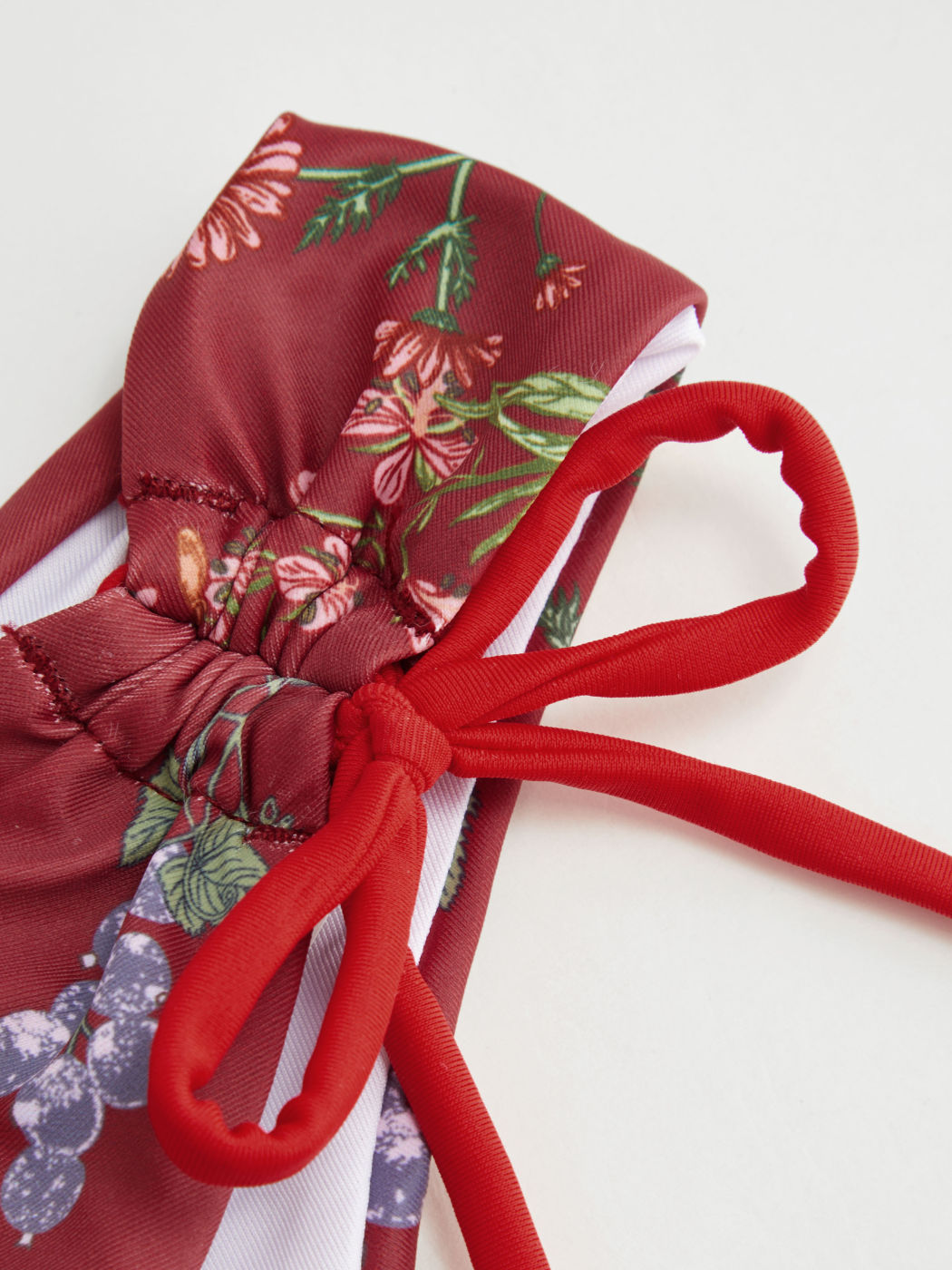 Halter Floral Bowknot Drawstring Bracelet Cheeky Bikini Swimsuit
