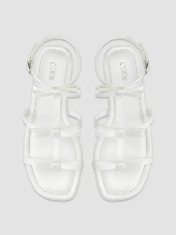 BOWKNOT STRAPPY SATIN FLAT SANDALS