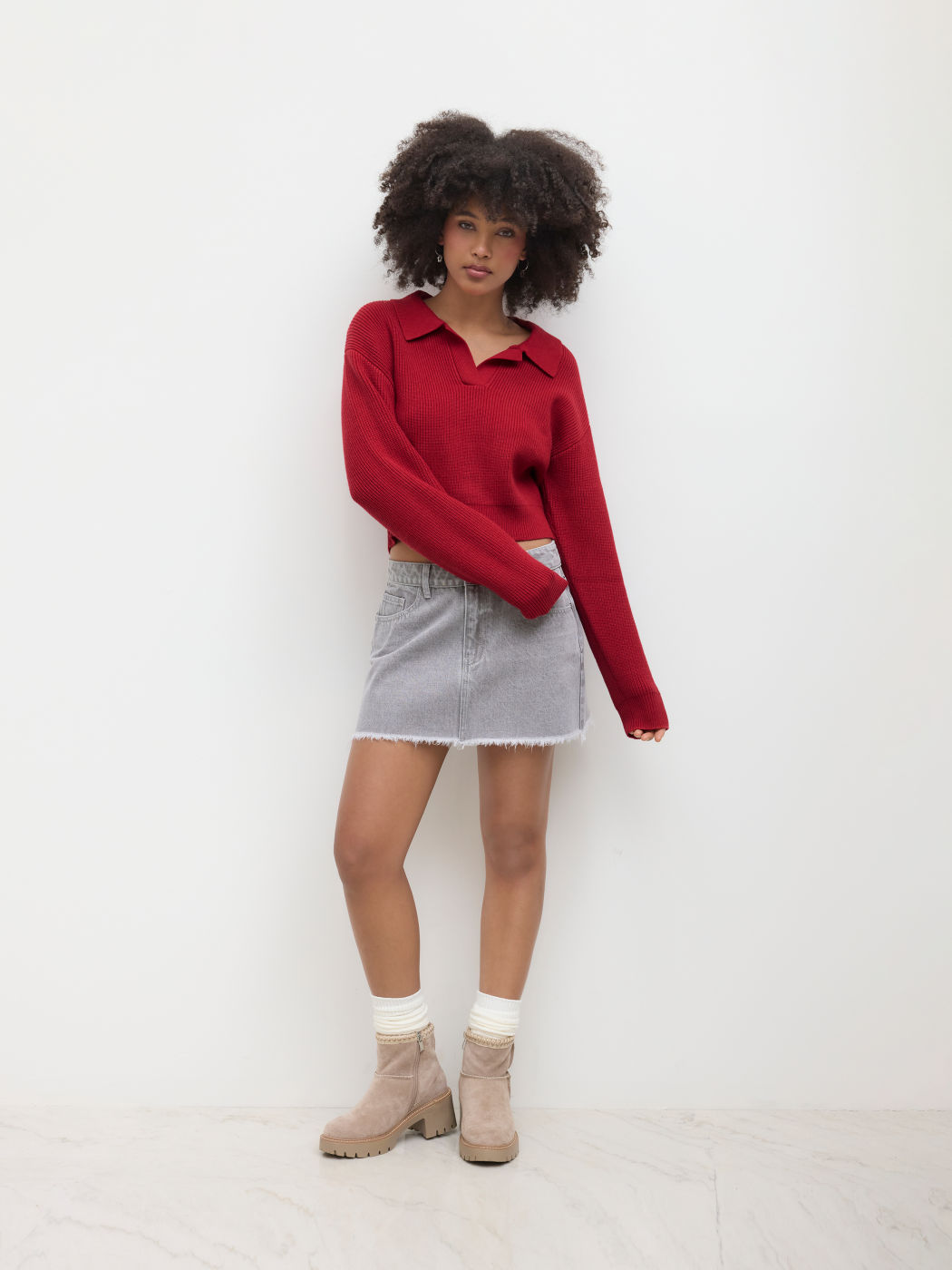 Polo-Kragen Strickwaren Pullover