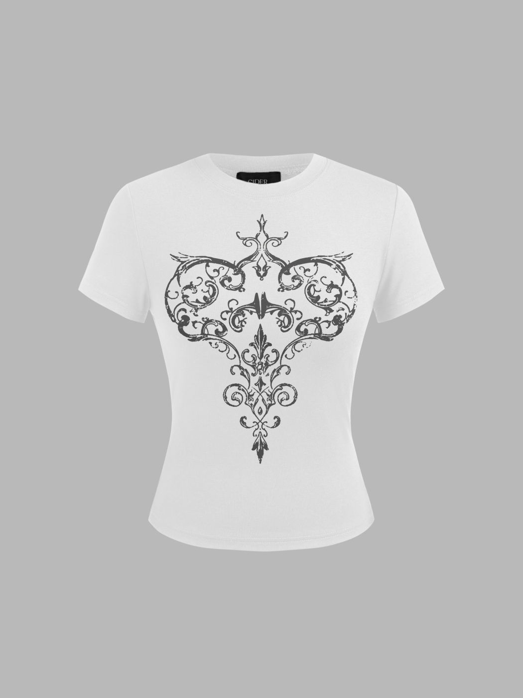 Heart Graphic Round Neckline Short Sleeve Tee