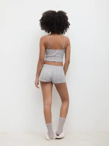 Blumige Pointelle Baumwoll-Cami & Low Rise Shorts