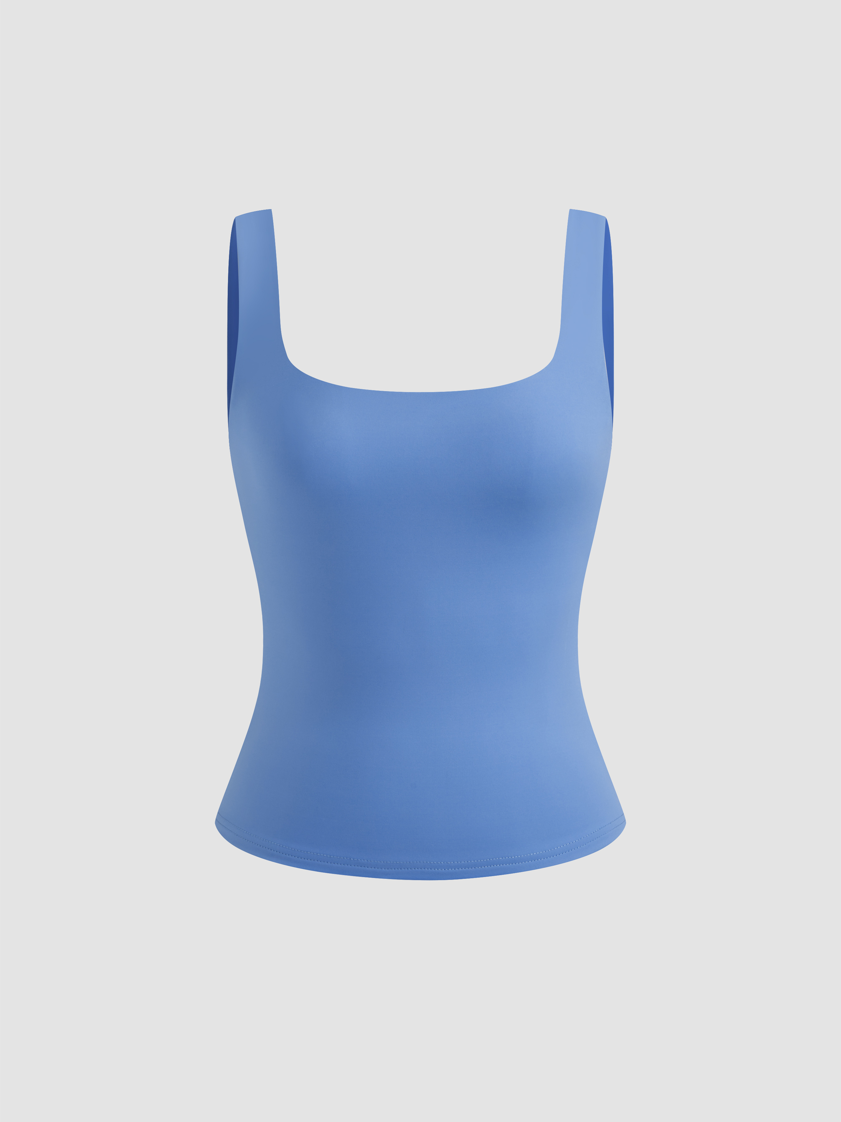 Cute Tops Knit Fabric Contour Double Layered Square Neck