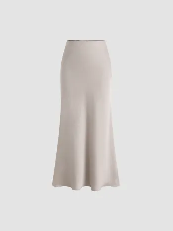 High Waist Solid Pleated Maxi Skirt