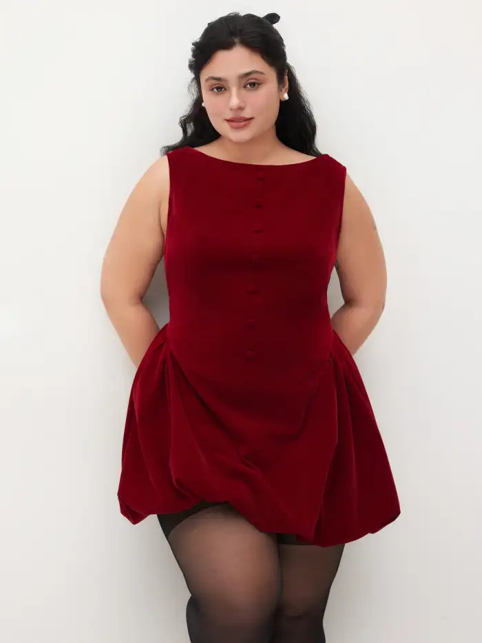 boat neck plus size mini dress Tabitha Boat Neck Mini Dress - Wine