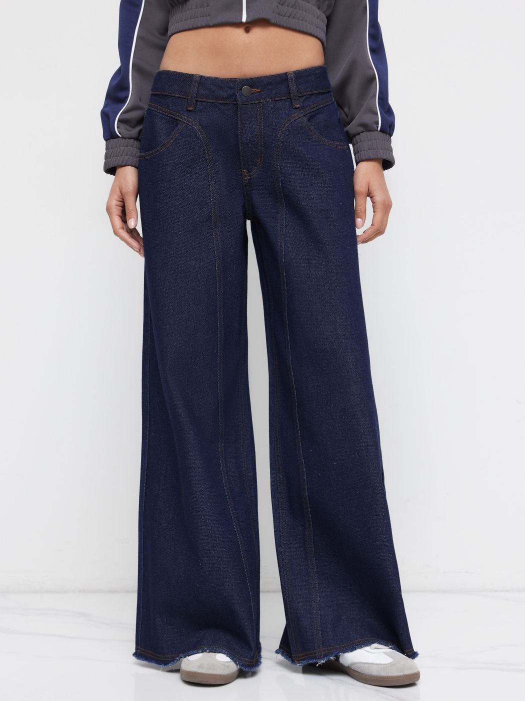 Cider Denim Low Rise Wide Leg Jeans