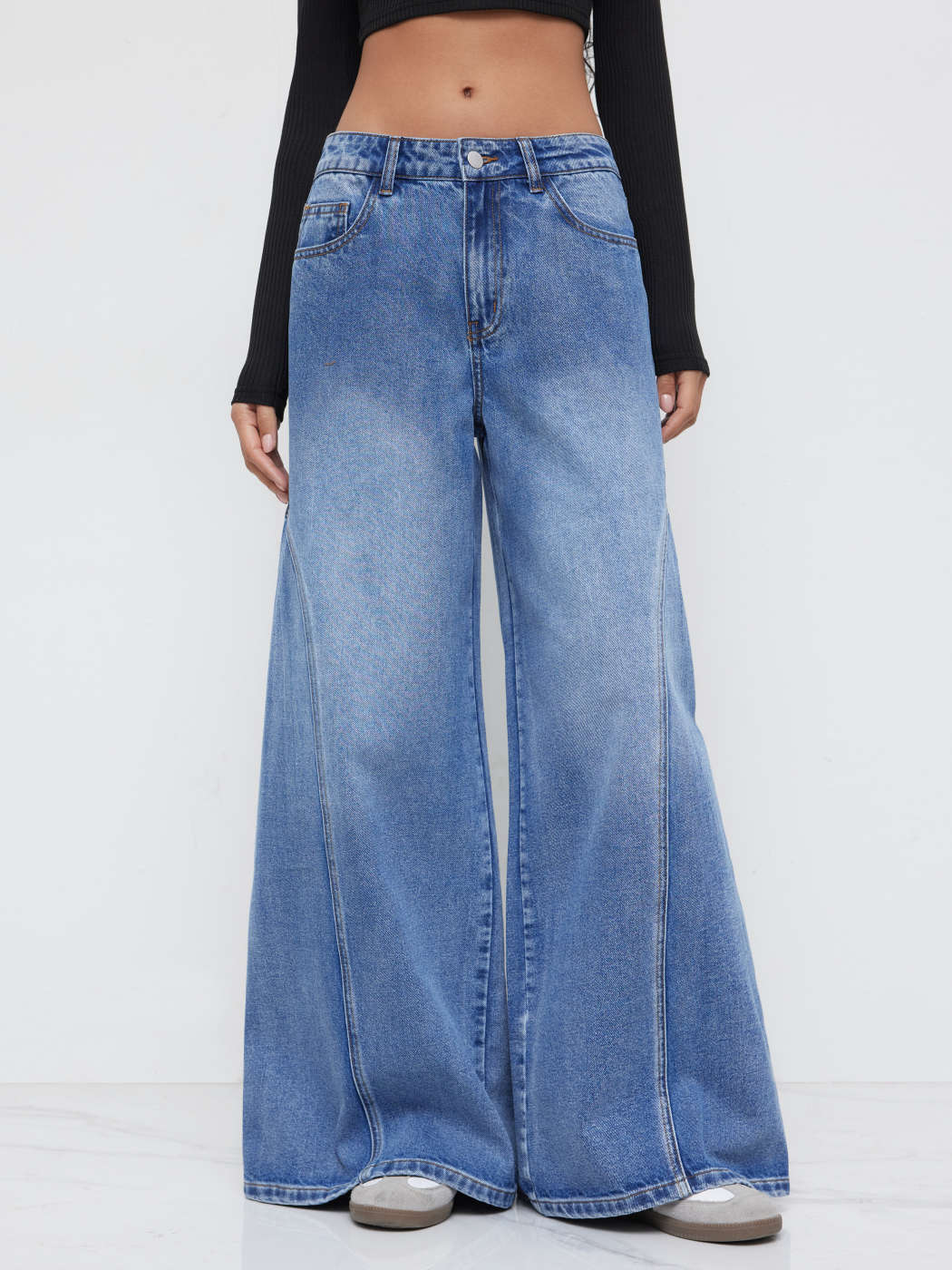 Jeans Baggy Femme Vintage - Coupe Ample Jambe Large, Style Loose Fit Décontracté - Taille S à XL En Denim Confortable