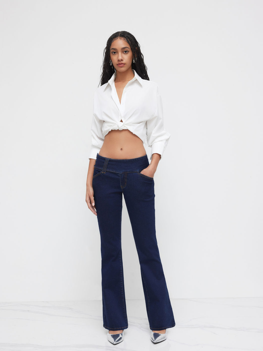 High Stretch Denim Low Rise Flared Jeans