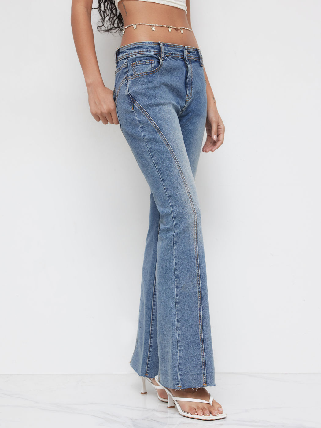High Stretch Cider Denim Low Rise Flared Jeans