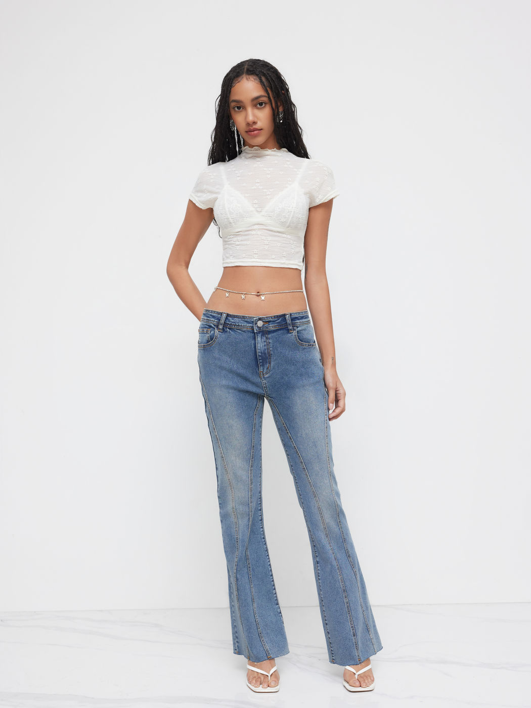 High Stretch Cider Denim Low Rise Flared Jeans