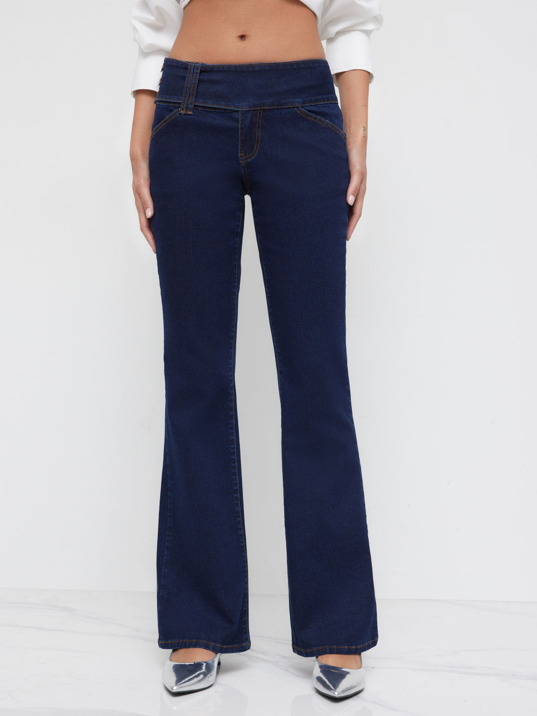High Stretch Denim Low Rise Flared Jeans