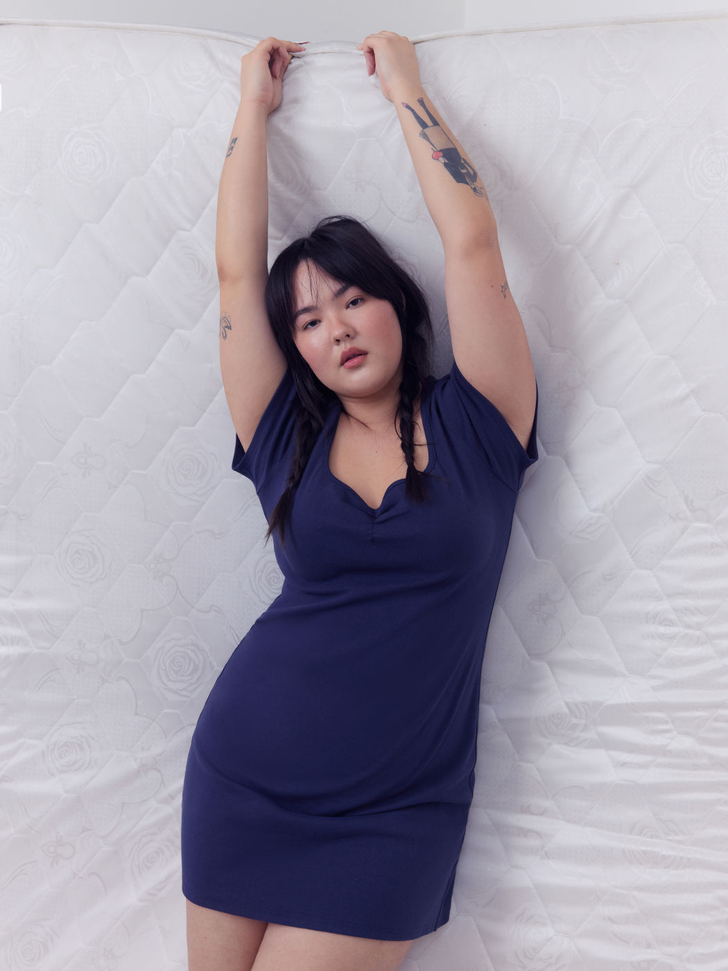 Cotton-blend Sweetheart Mini Dress Curve & Plus